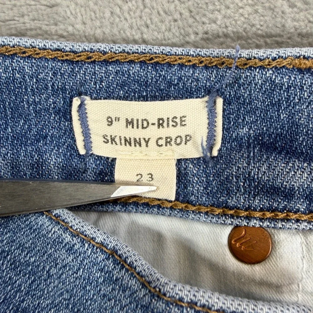 Madewell Mid Rise Skinny Crop Jeans Women's Size 23 Light Blue Button‎ Fly Denim